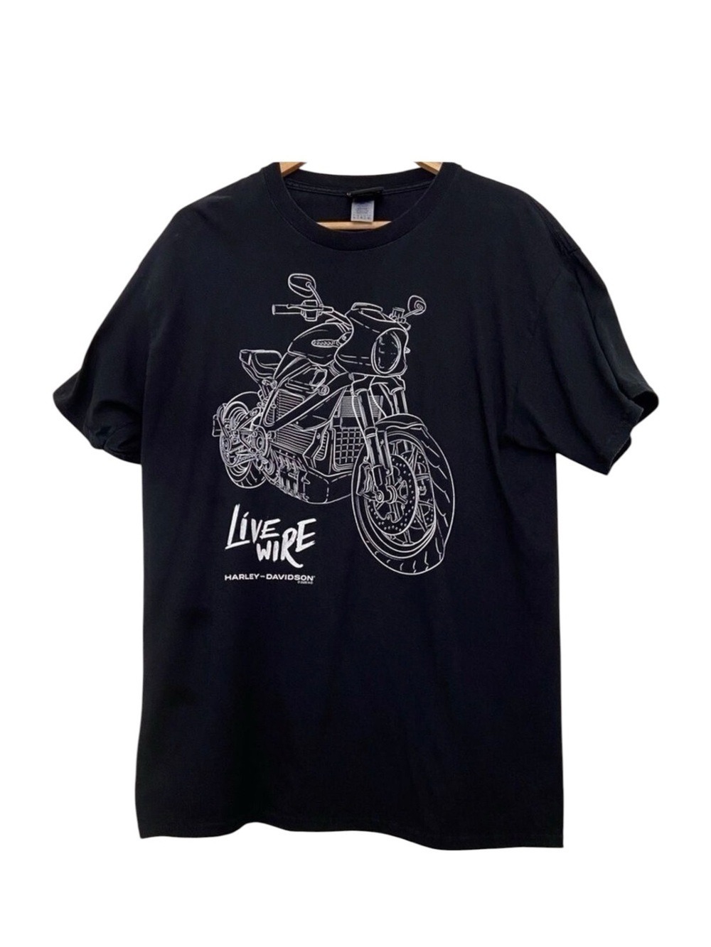 Harley Davidson 100% cotton t-shirt motorcycle large short sleeves « Live Wire».